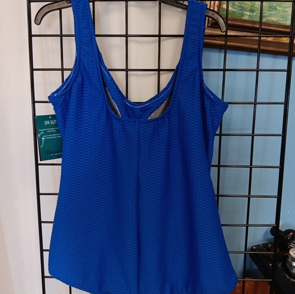 NEW Maxine of Hollywood Sz 20W Royal Blue One Piece Spa Swim Suit Plus NWT - Picture 2 of 6